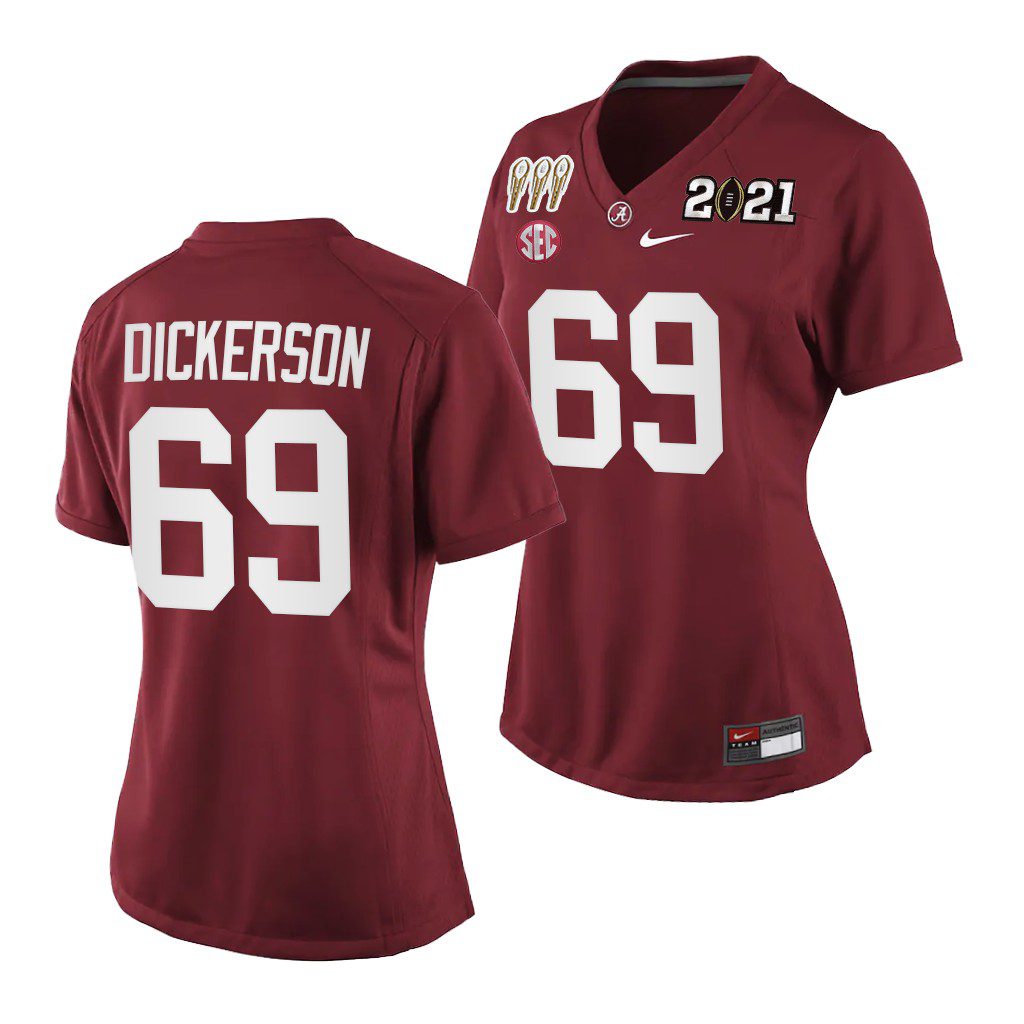 Women's Alabama Crimson Tide Landon Dickerson #69 Crimson 3X CFP National Championship Special Edition NCAA College Football Jersey